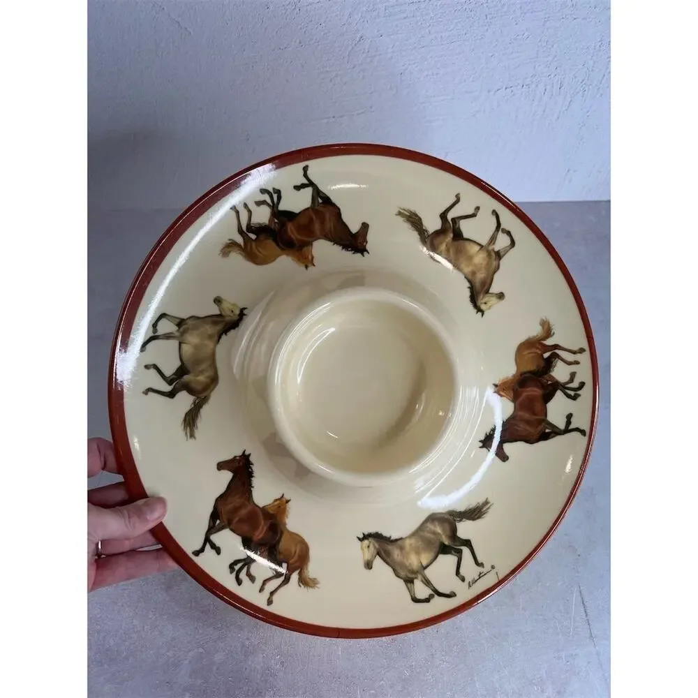 Vintage Evergreen Horse‎ Design Chip and Dip veggie tray Multicolor Plastic